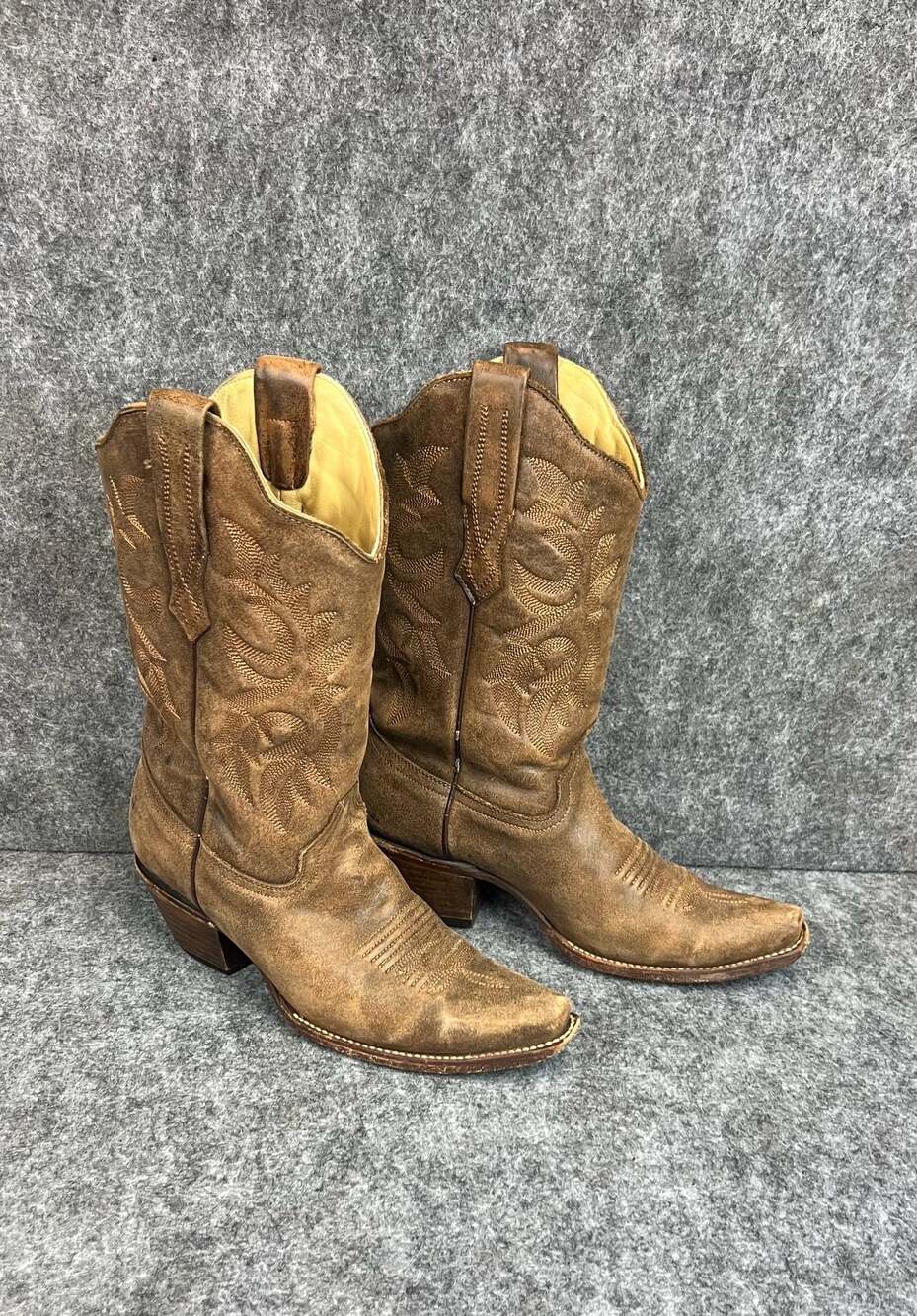 Corral Women's Brown Snip Toe Embroidered Western Cowboy Boots Sz 8M